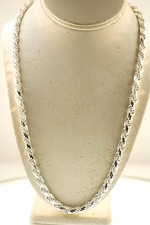 COLAR CORRENTE CORDA ITALIANA CORTE DIAMANTE DC PRATA ESTERLINA 925 NÚCLEO SÓLIDO 7 MM 24-30" comprar usado  Enviando para Brazil