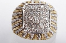 Brylantowy pierścionek z diamentem 18 K 750 dwukolorowe złoto rozmiar 49 top # na sprzedaż  Wysyłka do Poland