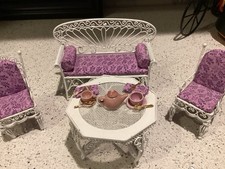 Lote de muebles de mimbre 1:12 miniaturas para casa de muñecas segunda mano  Embacar hacia Mexico