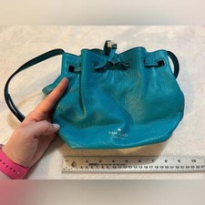 Bolsa balde Kate Spade New York couro cinza desenho de rua em turquesa   comprar usado  Enviando para Brazil