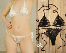 Biquíni fio dental de crochê fio dental praia micro roupa de banho sexy microkini conjuntos comprar usado  Enviando para Brazil