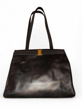 Autêntica Bolsa de Ombro Vintage Salvatore Ferragamo Vara Tote Couro Preto Grande, usado comprar usado  Enviando para Brazil