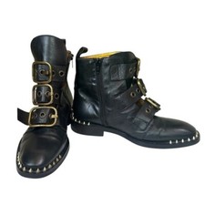 Usado, Botas de tornozelo de combate Mimosa couro fivelas motociclista botas de moto biqueira redonda 37 comprar usado  Enviando para Brazil