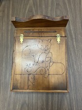 Antigo tampo de mesa feito à mão rústico esculpido em madeira para gatos adormecidos caixa de correio livre comprar usado  Enviando para Brazil