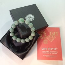 Pulsera con cuentas hecha de genuino birmano A-jade con certificado de GIT. segunda mano  Embacar hacia Mexico