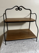 Usado, Prateleira de ferro forjado vintage Longaberger para padeiros com 2 prateleiras para artesanato em madeira comprar usado  Enviando para Brazil