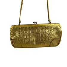 Usado, Bolsa de noite DONNA KARAN DKNY crocodilo em relevo ouro clutch beijo bloqueio estampa animal comprar usado  Enviando para Brazil