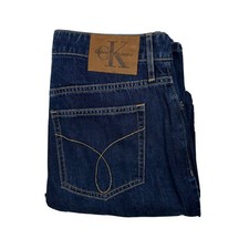 Jeans jeans feminino reto cintura alta Calvin Klein tamanho 28 azul escuro botão mosca, usado comprar usado  Enviando para Brazil