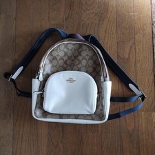 Mochila Coach Logo bege branco náilon couro sintético comprar usado  Enviando para Brazil