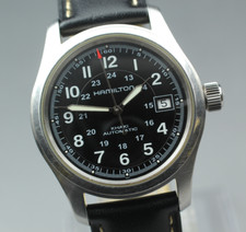 [Perto de ESTADO PERFEITO] HAMILTON Cáqui Campo H704450 Mostrador Preto Data Relógio Automático Masculino comprar usado  Enviando para Brazil