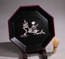 Placa em forma de octógono de madeira laca japonesa antiga concha branca Raden comprar usado  Enviando para Brazil