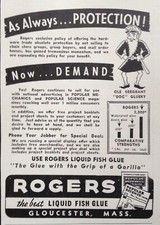 1941 AD(H19)~ROGERS A MELHOR COLA LÍQUIDA DE PEIXE, GLOUCESTER, MASSA. comprar usado  Enviando para Brazil