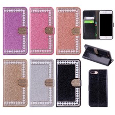 Capa carteira telefone glitter Pearl Bling para iPhone 11 12 13 14 Pro Max Plus, usado comprar usado  Enviando para Brazil