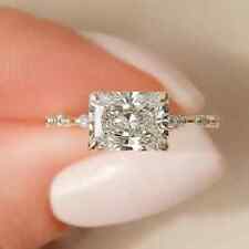 Usado, Anel de casamento 3 quilates corte radiante diamante criado em laboratório acabamento em ouro branco 14K leste-oeste comprar usado  Enviando para Brazil