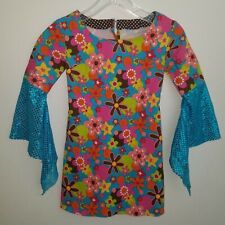 Vestido fantasia de Halloween feminino hippie groovy anos 60 anos 70 flores feito à mão aprox. 4-5 comprar usado  Enviando para Brazil