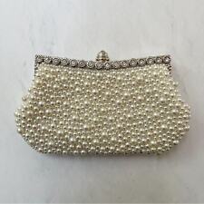 [boutique] bolsa de ombro clamshell prata strass incrustada pérola branca, usado comprar usado  Enviando para Brazil