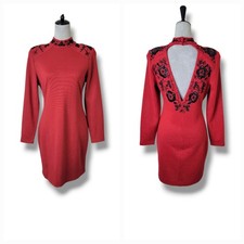Vestido de malha vintage casual canto vermelho com miçangas M costas abertas festa de férias dos anos 80 comprar usado Vestido de malha vintage casual canto vermelho com miçangas M costas abertas festa de férias dos anos 80 comprar usado  Enviando para Brazil