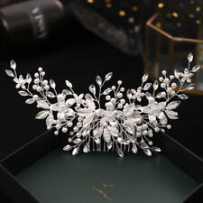 Usado, Acessórios para pente de cabelo 21 x 8 cm branco feito à mão flor pérola peças de cabeça de casamento comprar usado  Enviando para Brazil