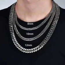 Collar de cadena cubana de acero inoxidable de moda de 8/10/12/14 mm para hombres mujeres joyas segunda mano  Embacar hacia Mexico