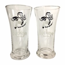 Usado, 2 copos vintage de cerveja Buckeye Pilsner 5 3/8" Ohio com slogan meados do século comprar usado  Enviando para Brazil