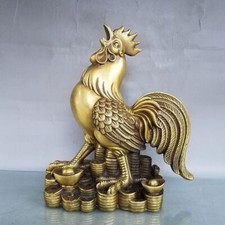 Estátua de bronze puro 11,6 "Fengshui ano do zodíaco riqueza galo galo galinha animal comprar usado  Enviando para Brazil