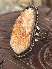 Anel Vintage Navajo Prata Esterlina 1 1/3" Madeira Petrificada Tamanho 7.5,10g FRETE GRÁTIS comprar usado  Enviando para Brazil