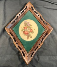 Usado, Decoração de parede floral ornamentada vintage dos anos 70 formato de diamante quadro de madeira boho retrô comprar usado  Enviando para Brazil