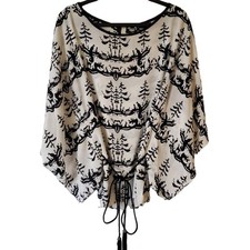 Blusa Andree by Unit Feminina Flowy Tamanho M com Cinto Preto Branco Manga Curta Taco Top, usado comprar usado  Enviando para Brazil
