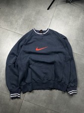 Vintage Nike Big Logo Navy Blue Sweatshirt Size M Center Swoosh na sprzedaż  PL