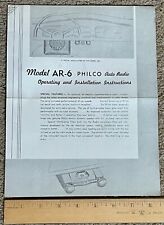 Philco Modelo AR-6 Auto Rádio Carro Instalação Manual de Instruções de Operação 1940 comprar usado  Enviando para Brazil