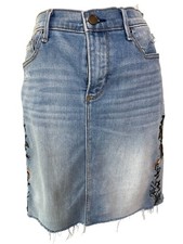 Saia lápis bordada jeans Driftwood Skylar azul desgastado tamanho 27 comprar usado  Enviando para Brazil