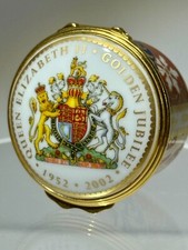 Caixa de bugigangas/pílulas Royal Worcester-Rainha Elizabeth II Jubileu de Ouro 2002-LINDA comprar usado  Enviando para Brazil