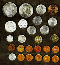 Colecionadores dos EUA: 25+ moedas, 5 prata: 1889-o Morgan $, 1964- Kennedy .900 Half +, usado comprar usado  Enviando para Brazil