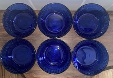 Conjunto de 6 tigelas vintage COLOREX azul cobalto custard copos ramequins com nervuras comprar usado  Enviando para Brazil
