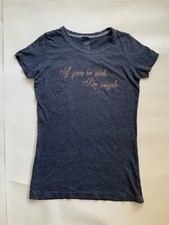 Camiseta Abercrombie & Fitch Slim M feminina azul gráfica slogan dourado Y2K vintage comprar usado  Enviando para Brazil