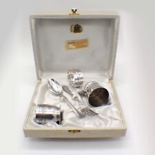 Conjunto juvenil folheado a prata 5 peças colher garfo guardanapo anel copo de ovo tiro comprar usado  Enviando para Brazil