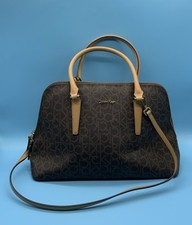 CALVIN KLEIN BOLSA SATCHEL FEMININA REDONDA LOGOTIPO CK MARROM GENUÍNA EXCELENTE! comprar usado  Enviando para Brazil