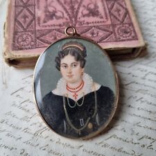 Portrait MINIATURE Cadre Or 18K 1820 Bijou Corail Tiare French Hand Painted comprar usado  Enviando para Brazil