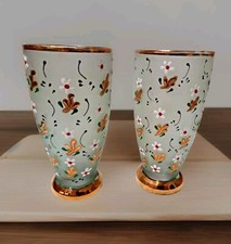 Copos de flores pintados com borda dourada e parte inferior fosco 2 Anthropologie, usado comprar usado  Enviando para Brazil