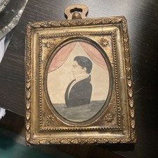 Silhueta de retrato antiga em miniatura Dalee moldura dourada requintada com detalhes finos, usado comprar usado  Enviando para Brazil