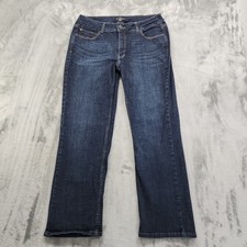 Jeans feminino Lee Riders tamanho 14P azul lavagem escura cintura média perna reta elástica comprar usado  Enviando para Brazil