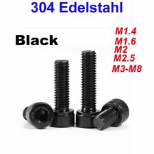 Usado, Schwarz 304 Edelstahl Zylinderschraube Innensechskant Kopf Schrauben M1.4 M2-M8 comprar usado  Enviando para Brazil