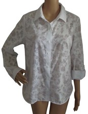 Blusa feminina Tommy Hilfiger tamanho médio manga rolê botão camisa branca floral, usado comprar usado  Enviando para Brazil