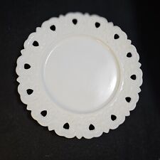 Antigo prato de coração rendado de vidro leitoso Kemple chique gasto 7-1/2" decoração salada almoço comprar usado  Enviando para Brazil
