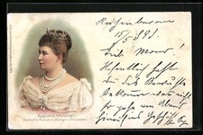 Litografia cesarzowa August Wiktoria królowa Prus z perełkami  na sprzedaż  Wysyłka do Poland
