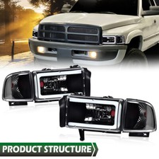 Ajuste para 94-02 Ram 1500 2500 3500 preto/claro canto LED DRL faróis comprar usado  Enviando para Brazil