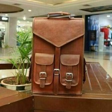 New Real Genuine Leather Backpack Bag Laptop Rucksack Messenger comprar usado  Enviando para Brazil