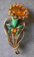 Broche Girasol Antiguo Art Deco Vintage Tono Dorado y Esmalte segunda mano Broche Girasol Antiguo Art Deco Vintage Tono Dorado y Esmalte segunda mano  Embacar hacia Mexico