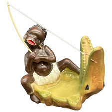 Estatueta vintage preta memorabilia, menino pesca jacaré, 5,5” (L), usado comprar usado  Enviando para Brazil