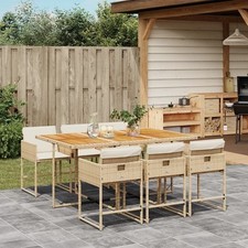 vidaXL Conjunto de jantar de jardim bege PE rattan, aço, madeira de acácia 7 peças comprar usado  Enviando para Brazil